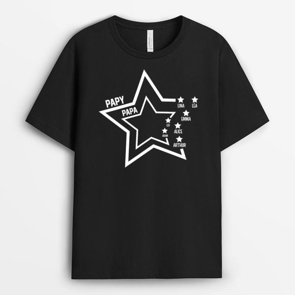 PapaPapy Etoiles Monochrome – Cadeau Personnalise  T-shirt pour Homme