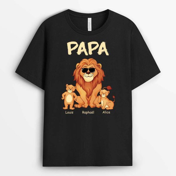 PapaPapy Lion Bande Dessinee – Cadeau Personnalise  T-shirt pour Homme