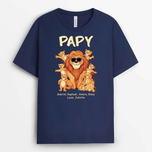 PapaPapy Lion Bande Dessinee – Cadeau Personnalise  T-shirt pour Homme