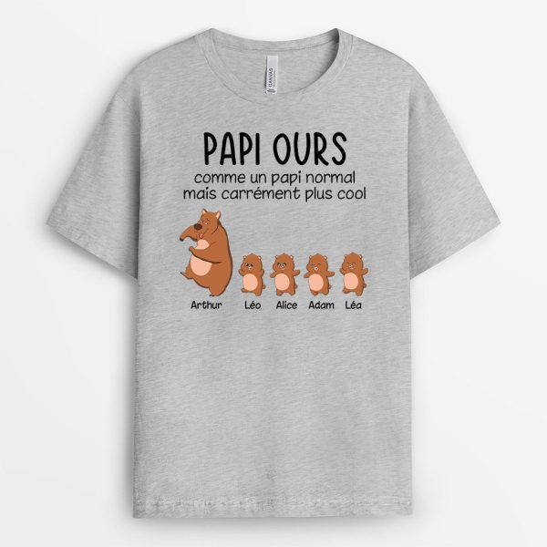 Papi Ours, Papa Ours – Cadeau Personnalise  T-shirt pour PapaPapi