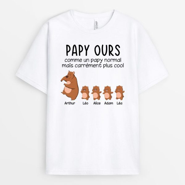 Papi Ours, Papa Ours – Cadeau Personnalise  T-shirt pour PapaPapi