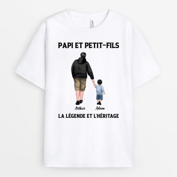 Papi Papa Petits-Enfants La Legende L_heritage – Cadeau Personnalise  T-shirt pour PapaPapi