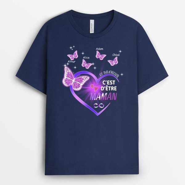 Papillons Coeur Violet – Cadeau Personnalise  T-shirt pour MamanMamie