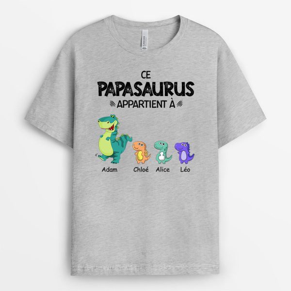 Papisaurus Papasaurus – Cadeau Personnalise  T-shirt pour Papi Papa