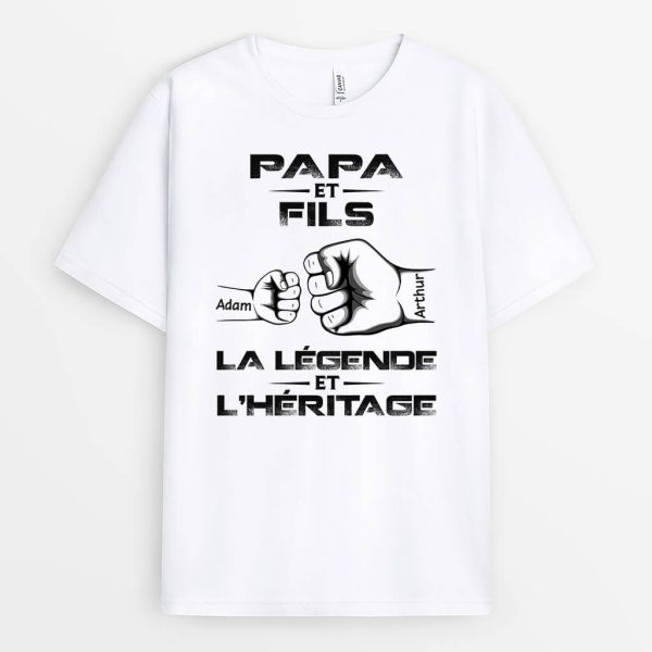 Papy Et Petit-Fils La Legende Et L’Heritage – Cadeau Personnalise  T-shirt pour Homme