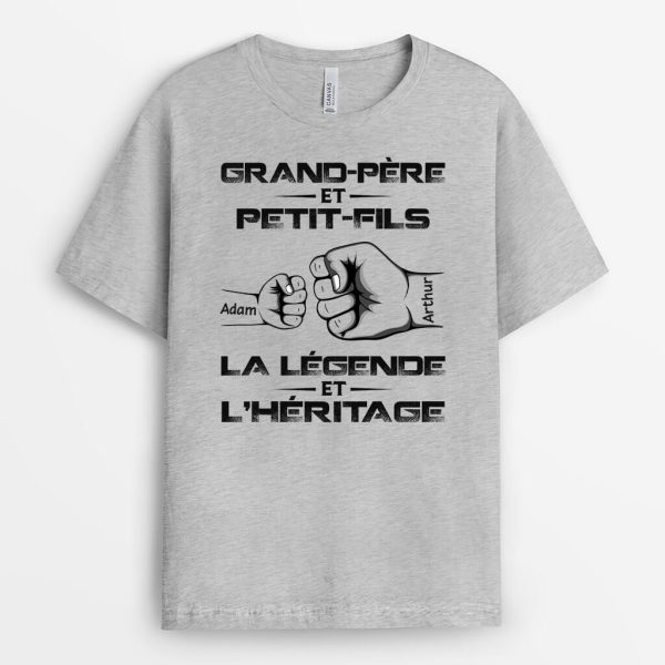 Papy Et Petit-Fils La Legende Et L’Heritage – Cadeau Personnalise  T-shirt pour Homme