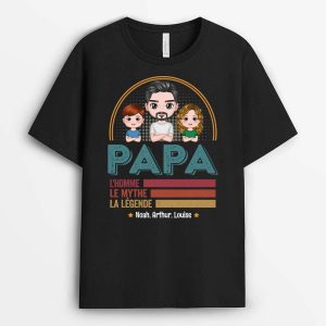 Papy, L_Homme, Le Mythe, La Legende – Cadeau Personnalise  T-shirt pour Homme Papy, L_Homme, Le Mythe, La Legende – Cadeau Personnalise  T-shirt pour Homme