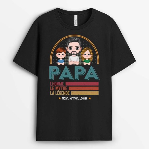 Papy, L_Homme, Le Mythe, La Legende – Cadeau Personnalise  T-shirt pour Homme