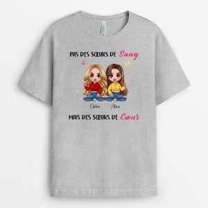 Pas Des Soeurs De Sang Mais Des Soeurs De Coeur – Cadeau Personnalise  T-shirt pour Meilleures Amies Pas Des Soeurs De Sang Mais Des Soeurs De Coeur – Cadeau Personnalise  T-shirt pour Meilleures Amies