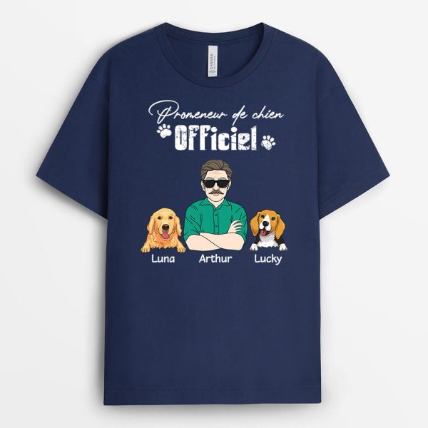 Promeneur Officiel De Chien – Cadeau Personnalise  T-shirt Pour Amoureux Des Animaux