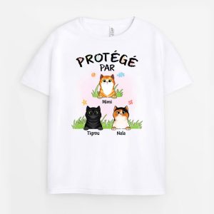 Protege Par Chat – Cadeau Personnalise  T-shirt pour Enfants Protege Par Chat – Cadeau Personnalise  T-shirt pour Enfants