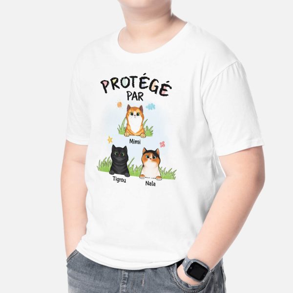 Protege Par Chat – Cadeau Personnalise  T-shirt pour Enfants