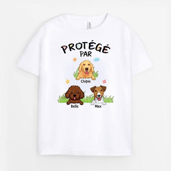 Protege Par Chien – Cadeau Personnalise  T-shirt pour Enfants