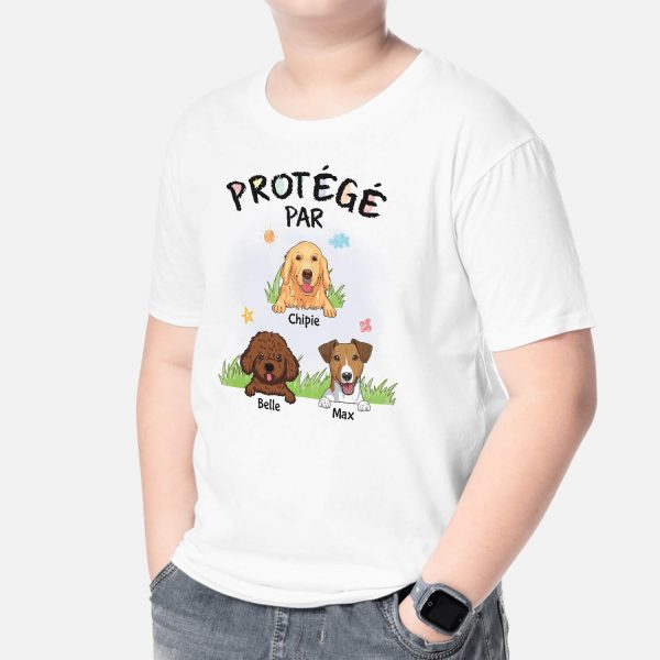 Protege Par Chien – Cadeau Personnalise  T-shirt pour Enfants