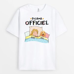 Pyjama Officiel Avec Chien – Cadeau Personnalise  T-shirt pour Amoureux des animaux Pyjama Officiel Avec Chien – Cadeau Personnalise  T-shirt pour Amoureux des animaux