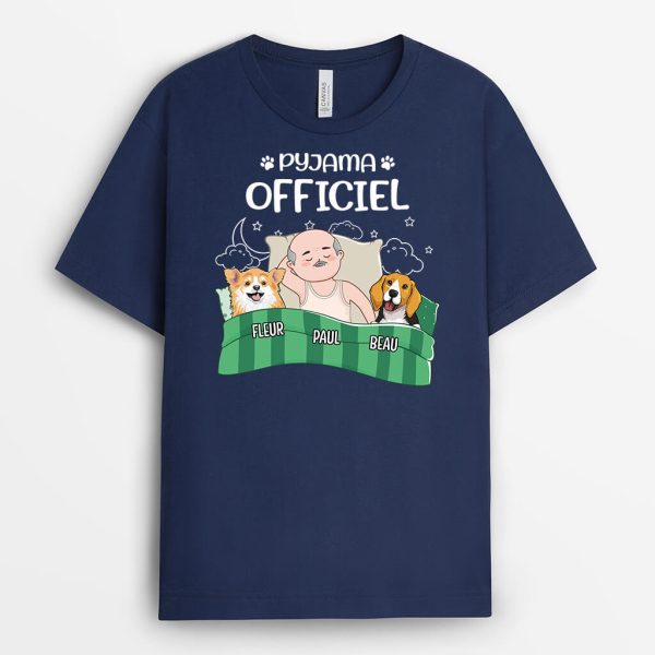 Pyjama Offiel Version Ciel Avec Chien – Cadeau Personnalise  T-shirt pour Amoureux Des Animaux