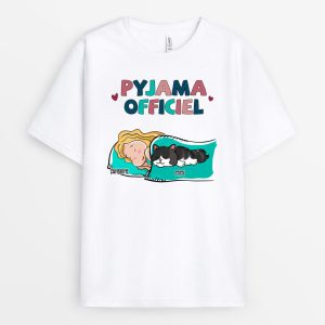Pyjama officiel – Cadeau Personnalise  T-shirt pour Amoureux des chats Pyjama officiel – Cadeau Personnalise  T-shirt pour Amoureux des chats