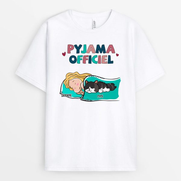 Pyjama officiel – Cadeau Personnalise  T-shirt pour Amoureux des chats