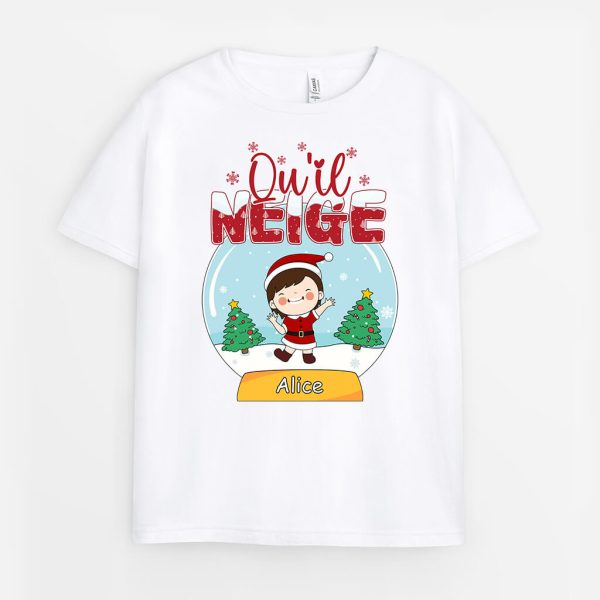 Qu_Il Neige Cadeau Personnalise  T-shirt pour Noel