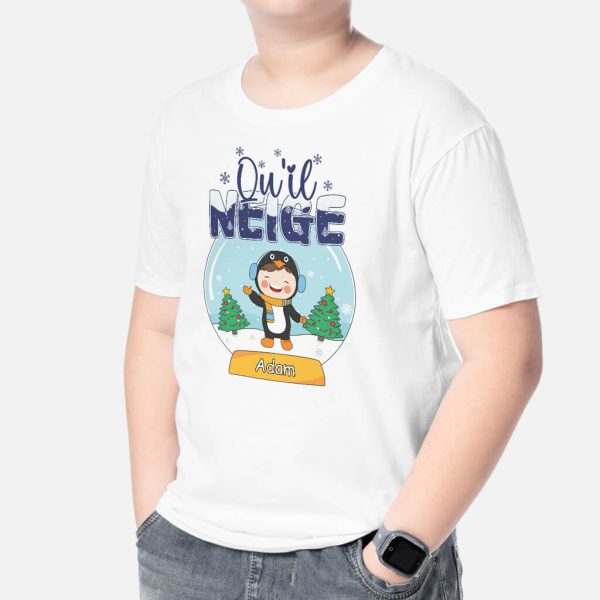 Qu_Il Neige Cadeau Personnalise  T-shirt pour Noel