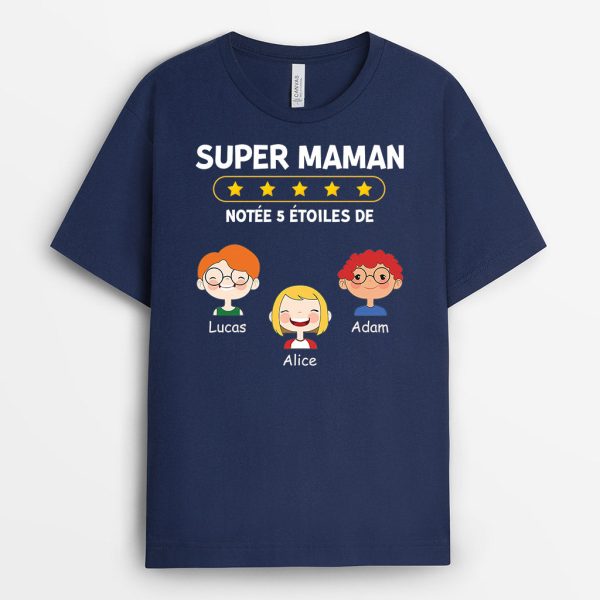 Super Maman Notee 5 Etoiles – Cadeau Personnalise  T-shirt pour Maman Mamie