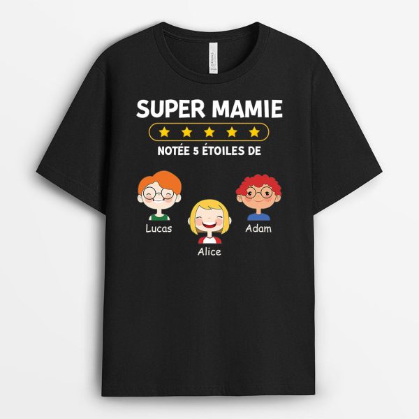 Super Maman Notee 5 Etoiles – Cadeau Personnalise  T-shirt pour Maman Mamie