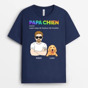 Super Papa De Fauteurs De Troubles Version Chien  T-shirt pour Papa Super Papa De Fauteurs De Troubles Version Chien  T-shirt pour Papa
