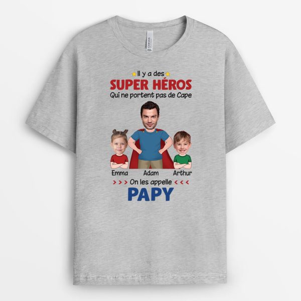 Super Papa Heros – Cadeau Personnalise  T-shirt Pour Papa