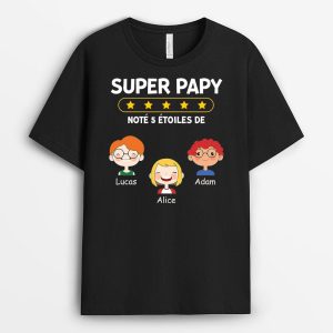 Super Papa Note 5 Etoiles – Cadeau Personnalise  T-shirt pour Papa Papy Super Papa Note 5 Etoiles – Cadeau Personnalise  T-shirt pour Papa Papy