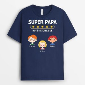 Super Papa Note 5 Etoiles – Cadeau Personnalise  T-shirt pour Papa Papy Super Papa Note 5 Etoiles – Cadeau Personnalise  T-shirt pour Papa Papy