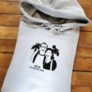 Sweat Gris personnalisable avec capuche Illustration unisexe 1