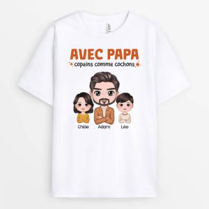 T-shirt Copains Comme Cochons Avec Papa Personnalise T-shirt Copains Comme Cochons Avec Papa Personnalise