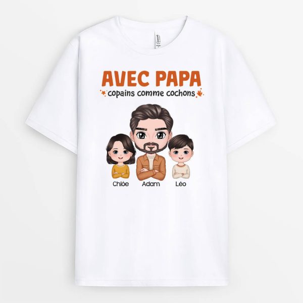 T-shirt Copains Comme Cochons Avec Papa Personnalise