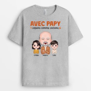 T-shirt Copains Comme Cochons Avec Papa Personnalise T-shirt Copains Comme Cochons Avec Papa Personnalise