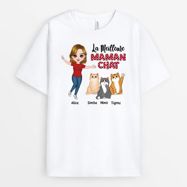 T-shirt La Meilleure Maman Chat Personnalise