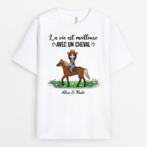 T-shirt La Vie Est Meilleure Avec Un Cheval Personnalise T-shirt La Vie Est Meilleure Avec Un Cheval Personnalise