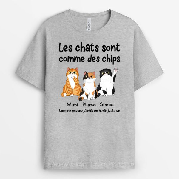 T-shirt Les Chats Sont Comme Des Chips Personnalise