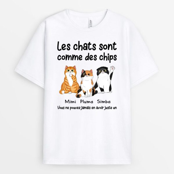 T-shirt Les Chats Sont Comme Des Chips Personnalise