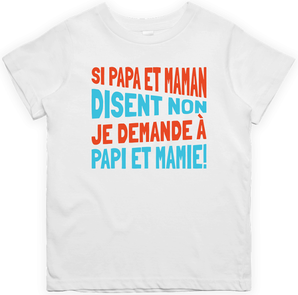 T shirt enfant Je demande a papi et mamie