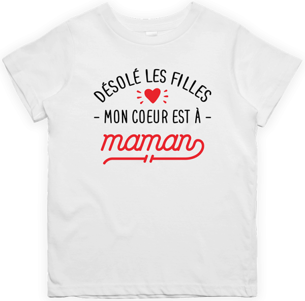 T shirt enfant Mon coeur est a maman