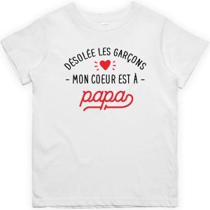 T shirt enfant Mon coeur est a papa T shirt enfant Mon coeur est a papa