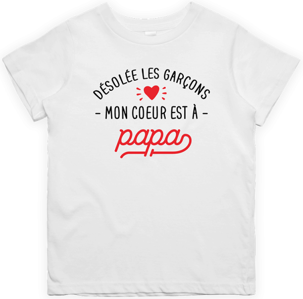 T shirt enfant Mon coeur est a papa