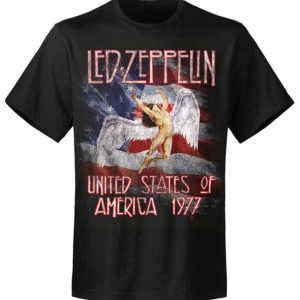 T-shirt homme Led Zeppelin Stars N Stripes USA 77 T-shirt homme Led Zeppelin Stars N Stripes USA 77