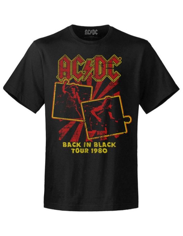 T-shirt unisexe ACDC Back In Black Tour 1980