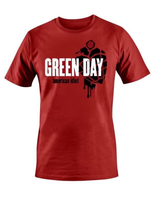 T-shirt unisexe Green Day American Idiot Heart Grenade Red