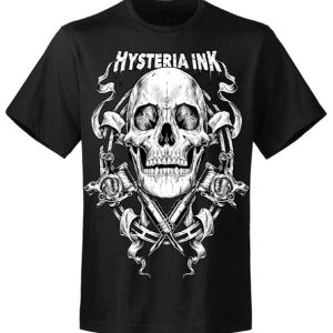 T-shirt unisexe Hysteria Ink Skull Tattoo Gun Ink