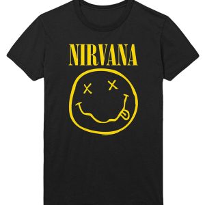T-shirt unisexe  Nirvana Yellow Smiley Flower Sniffin’ Back Print T-shirt unisexe  Nirvana Yellow Smiley Flower Sniffin’ Back Print