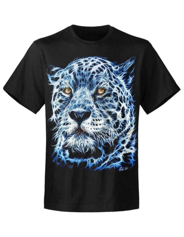 T-shirt unisexe Rock Eagle Caballo Glow Blue Cheetah