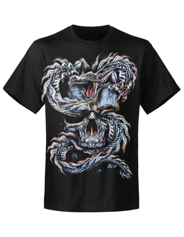 T-shirt unisexe Rock Eagle Caballo Glow Dragon Skull