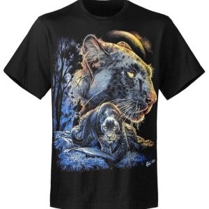 T-shirt unisexe Rock Eagle Caballo Glow Night Cheetah